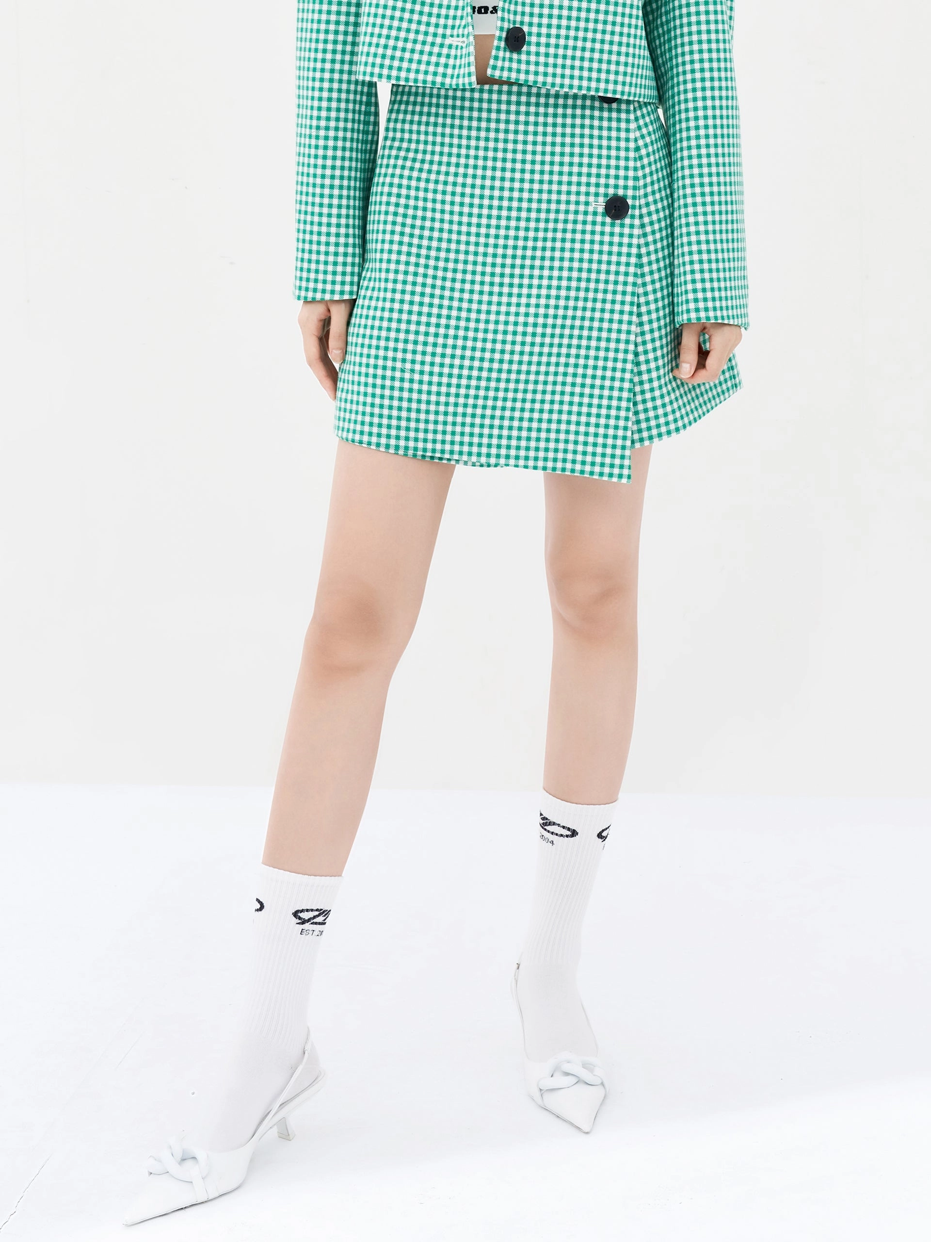 Smart Look Wool Blend Plaid Shorts