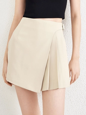 Wool Blend Wrap Pleated Skort fishing attire Active Mode