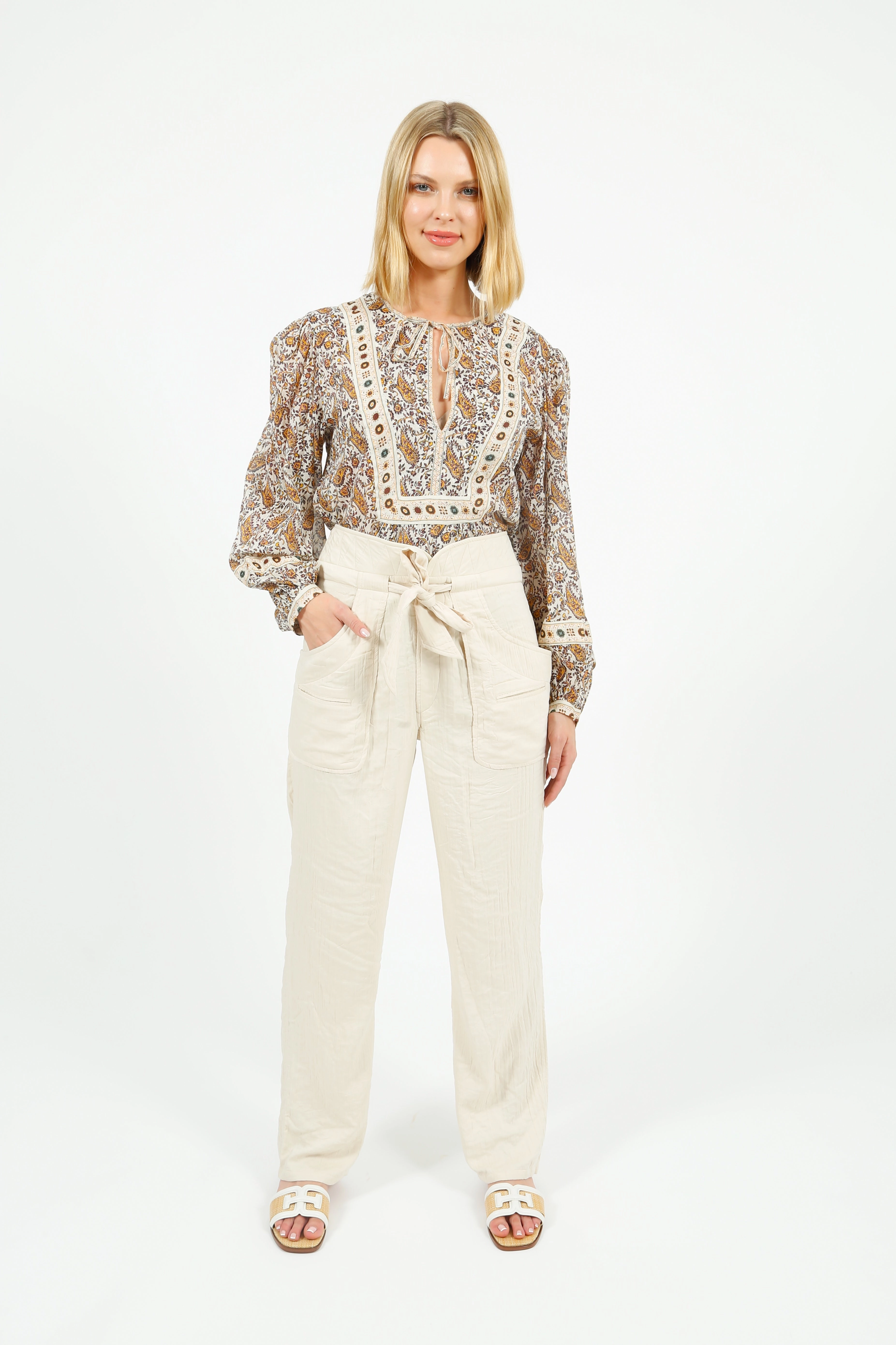 Marant Etoile Serida Trousers in Ecru pilling resistant Relaxed Waist