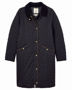 Four Way Stretch AbrasionResistant Joules Rosewell Showerproof Longline Diamond Quilted Coat