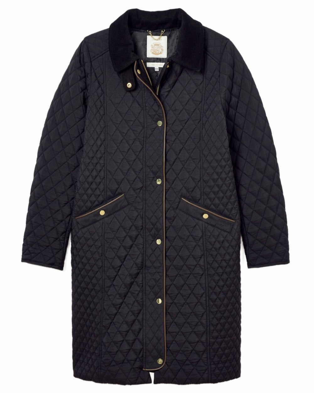Joules Rosewell Showerproof Longline Diamond Quilted Coat Crisp Layer