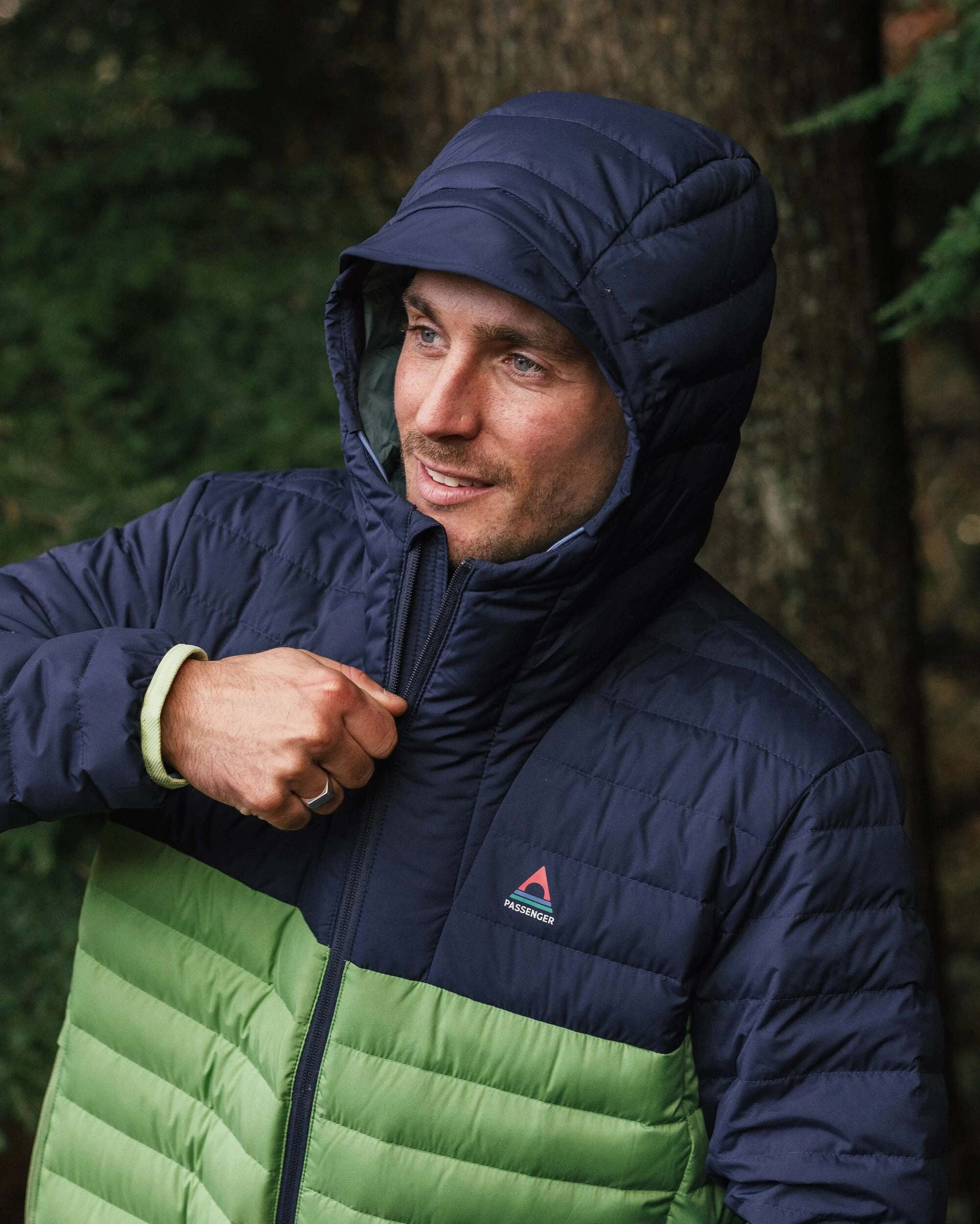 Ashland Down Recycled Jacket - Rich Navy/Pear Green City Ready Style