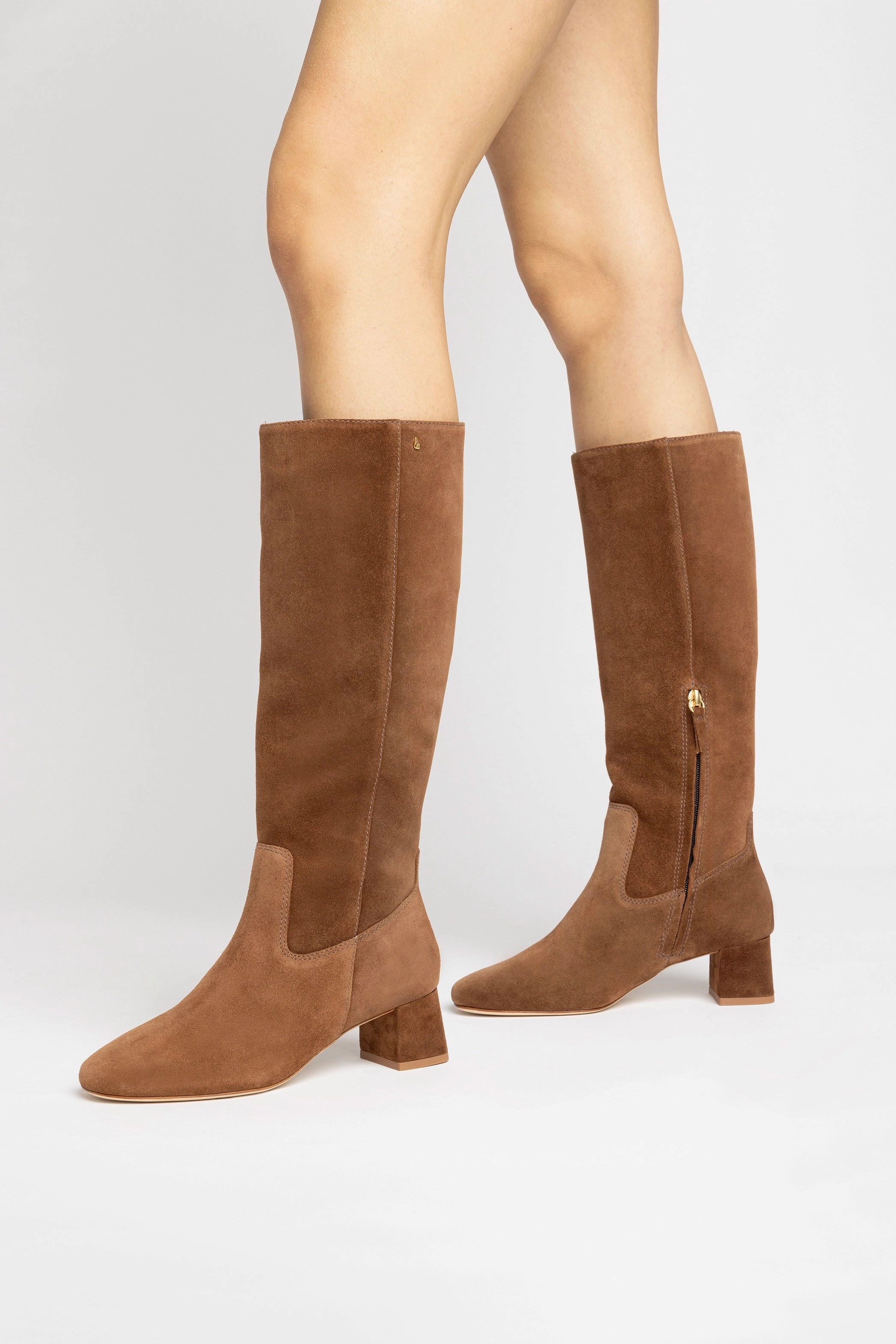 Zip Up Dance Floor Edie Boot In Burnt Umber Suede