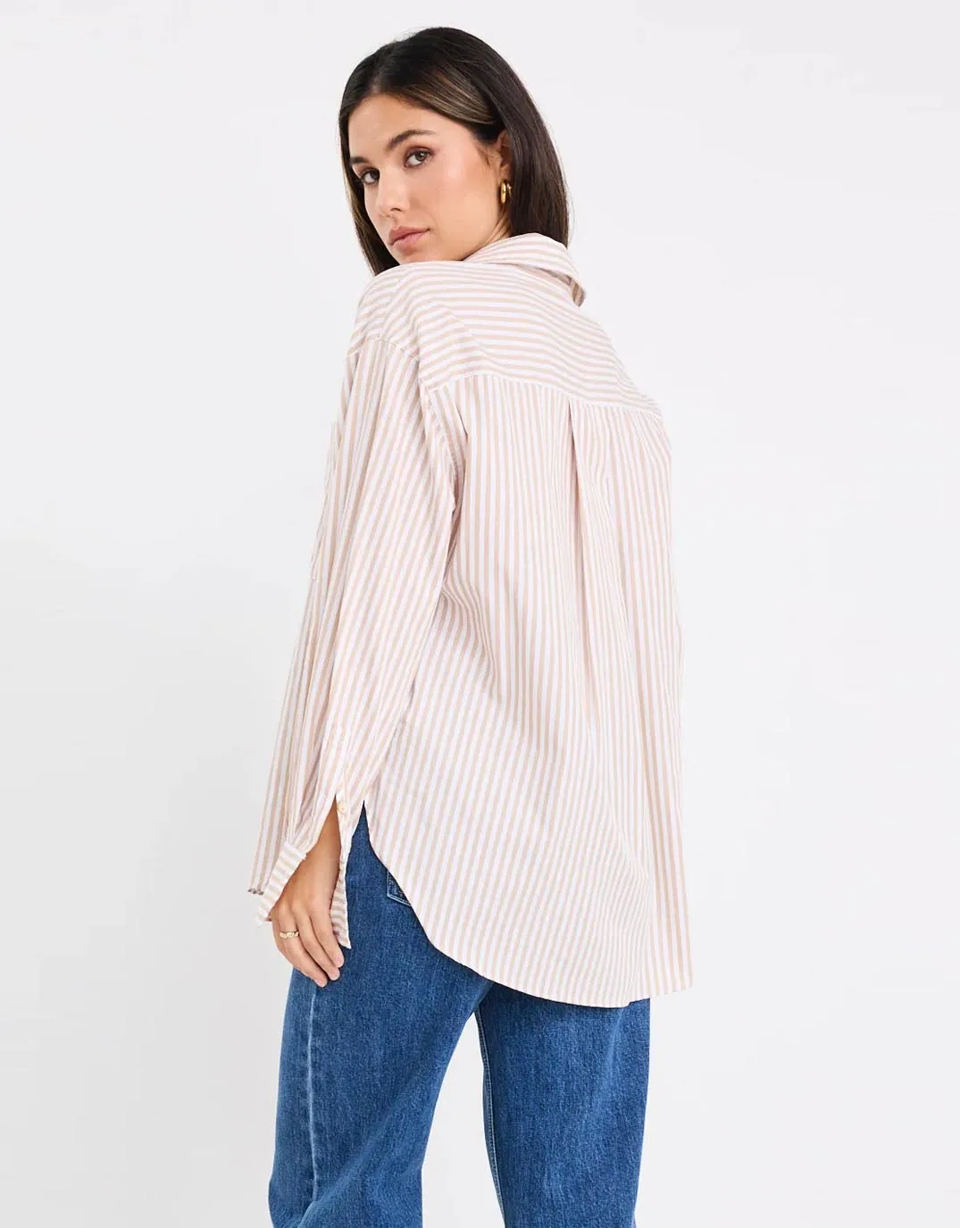 You Got This Poplin Oversized Shirt - Ecru Stripe gender-neutral