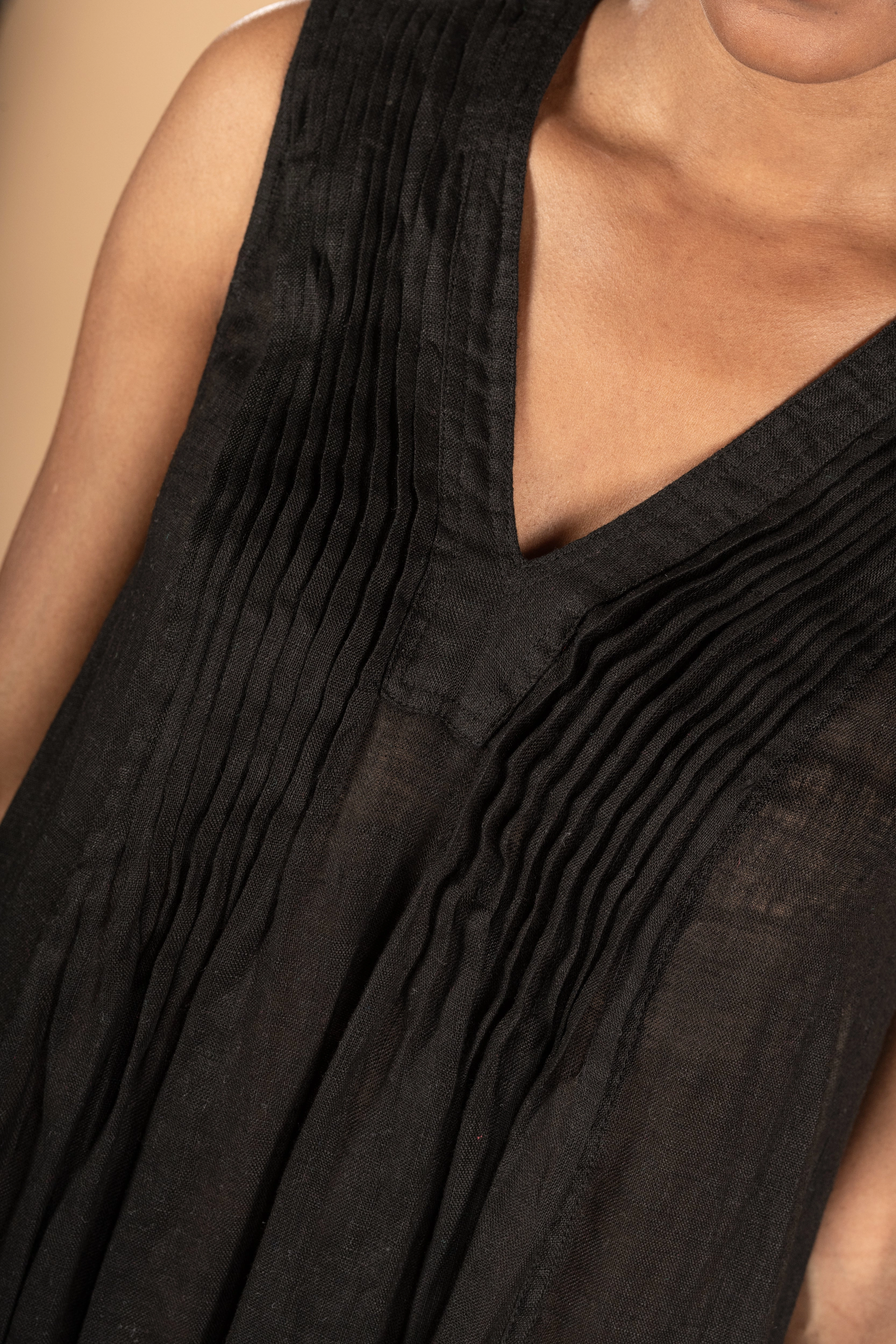 ZE2403R Marie Linen  Dress - Black Comfortable Design Wear