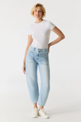 Breathable Style Selena Mid Waist Arch Jean - Light Blue  L01
