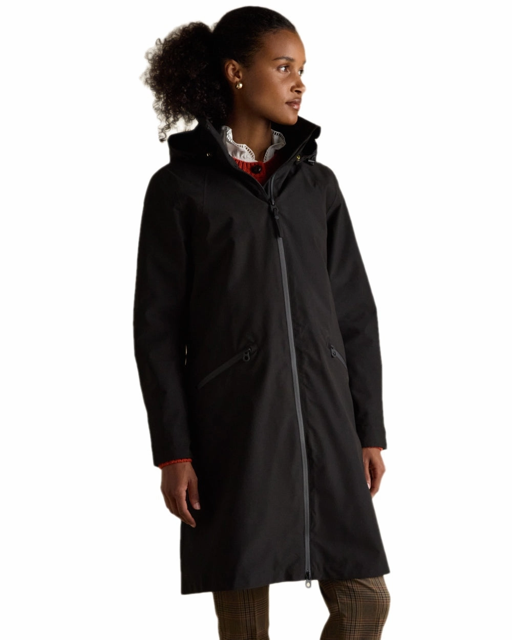 Joules Womens Rainaway Waterproof Longline Raincoat Water Repellent Finish Tailored Silhouette