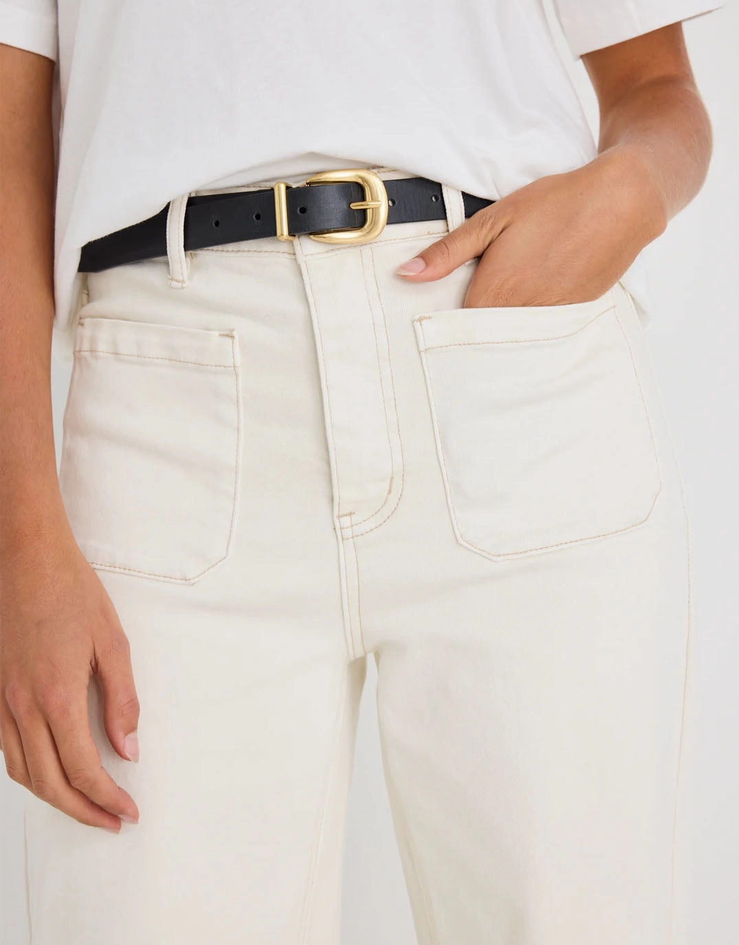 Durable Rivet Hardware Zoey High Rise Stretch Denim Jean - Ecru
