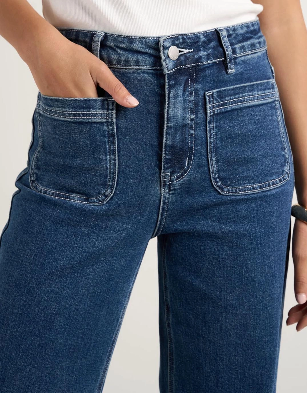 Zoey High Rise Stretch Denim Jean - Mineral Blue Neutral Autumn Days